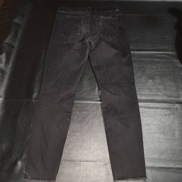 Mother Womens Black The Looker Ankle Fray Distressed Jeans 29 Butt Rip - Picture 2 of 8